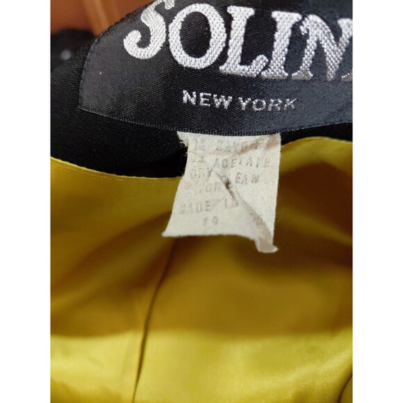 Vintage Solini Women’s Jacket Blazer Sz14 Black Metal Gold Zippers Lined - Picture 10 of 10